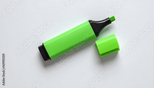 Bright green marker on a white surface