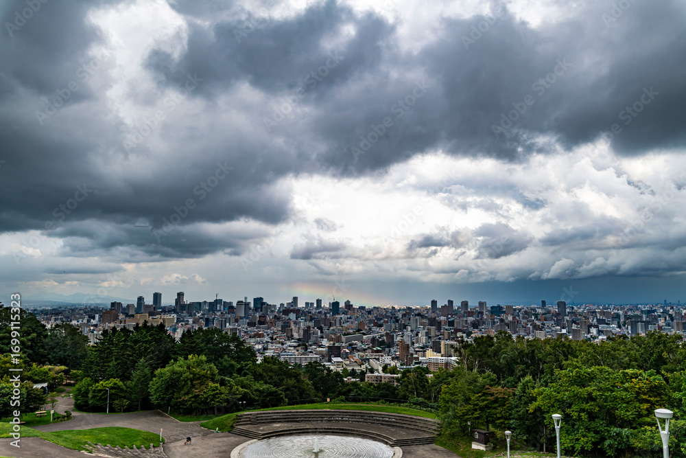 Obraz premium 大雨の札幌
