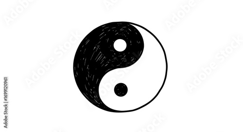 Symbolic Yin and Yang: Balance and Harmony Illustration on White