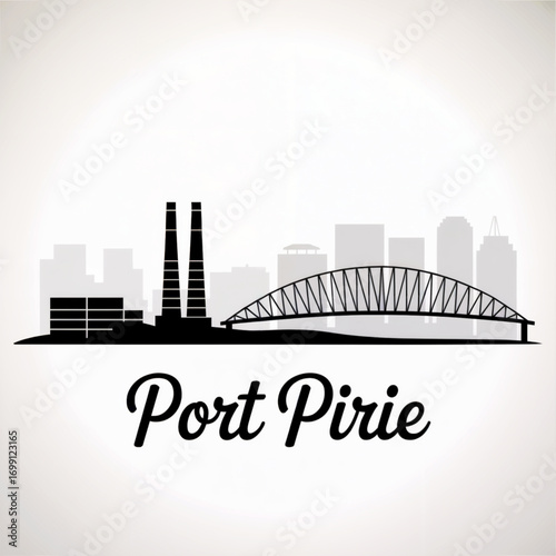 Port Pirie Skyline Silhouette — Smelter City on the Spencer Gulf in South Australia Vector Illustration