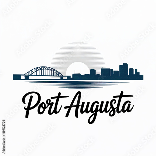 Port Augusta Skyline Silhouette — A Gateway to the Outback in South Australia Vector Illustration