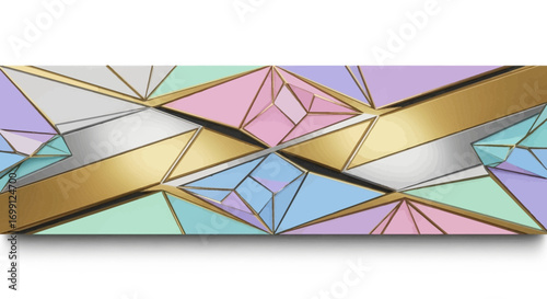 Elegant Abstract Geometric Design with Pastel Colors and Luxurious Metallic Accents