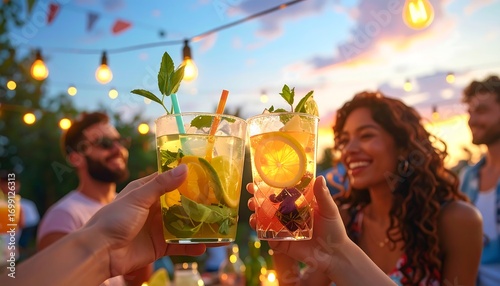 Friends toasting drinks party