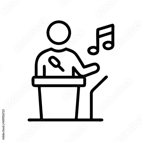 Guest Speaker at Microphone with Notes Icon for Web and Graphic Design
