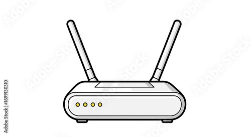 Illustration of a generic WiFi router on a white background.