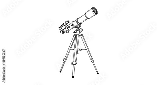 Detailed telescope illustration against a clean white background.