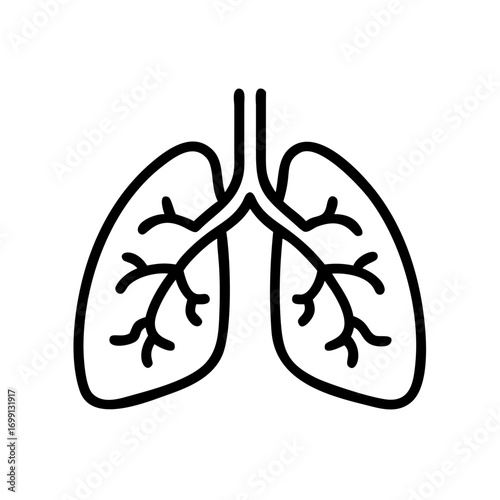Human Lungs Respiratory System Icon for Web and Graphic Design