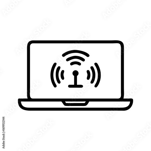 Laptop Streaming Podcast Episode Icon for Web and Graphic Design