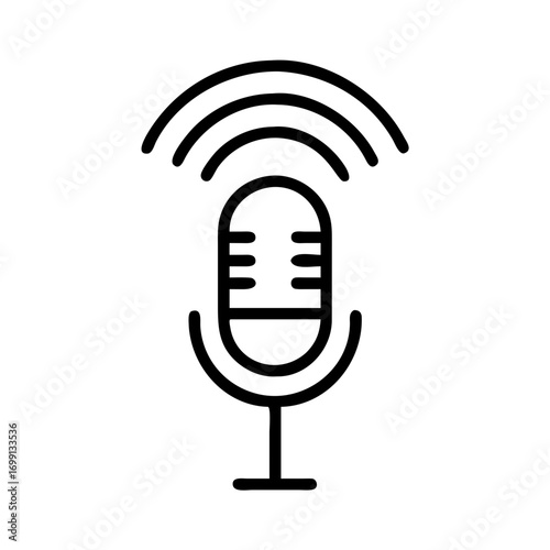 Microphone with Wifi Podcast Signal Icon for Web and Graphic Design