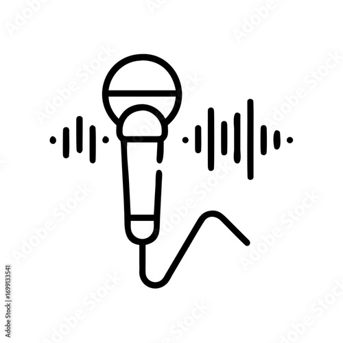 Microphone with Sound Levels Equalizer Icon for Web and Graphic Design
