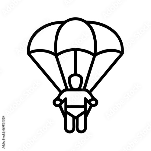 Paratrooper with Parachute Gear Icon for Web and Graphic Design