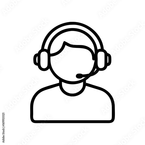 Podcast Listener Wearing Headphones Icon for Web and Graphic Design
