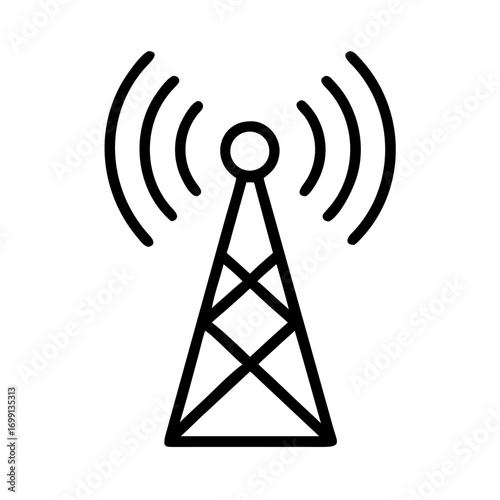 Radio Antenna Broadcasting Signal Icon for Web and Graphic Design
