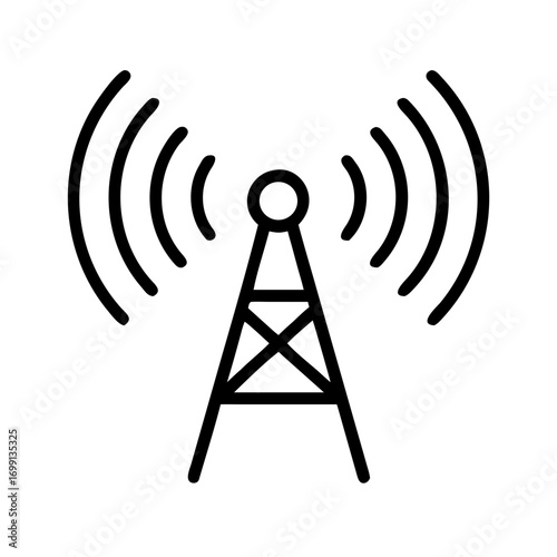 Radio Antenna with Sound Broadcasting Icon for Web and Graphic Design
