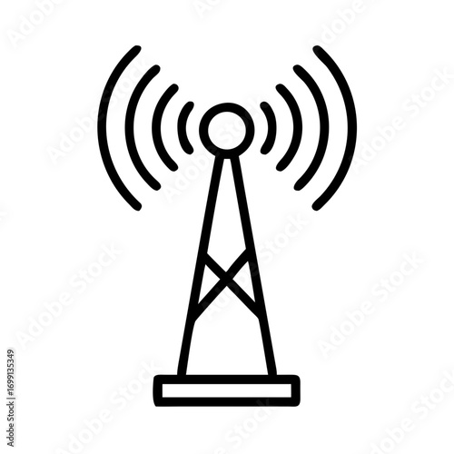 Radio Antenna with Sound Broadcasting Icon for Web and Graphic Design