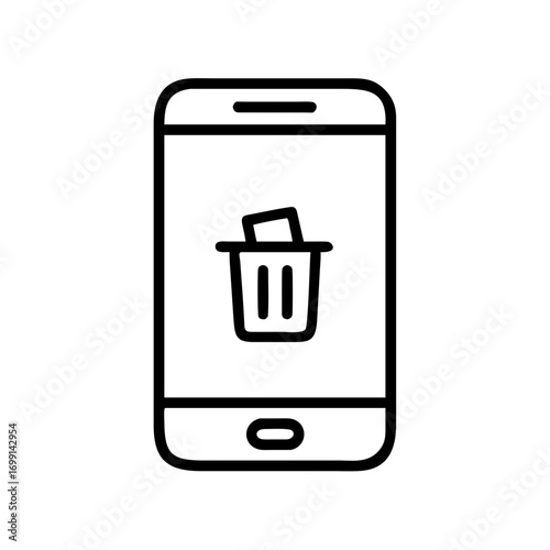 Smartphone with Remove Trash Icon Icon for Web and Graphic Design