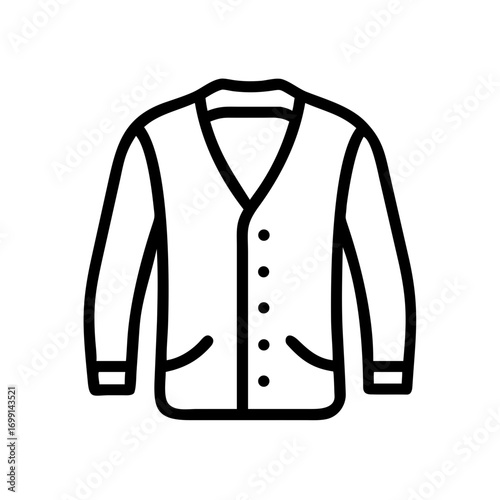 Stylish Cardigan Sweater Icon for Web and Graphic Design