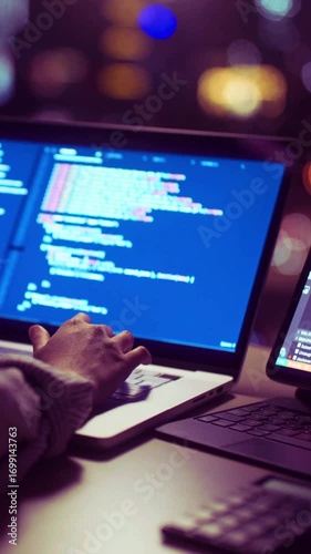 programming business graph on laptop