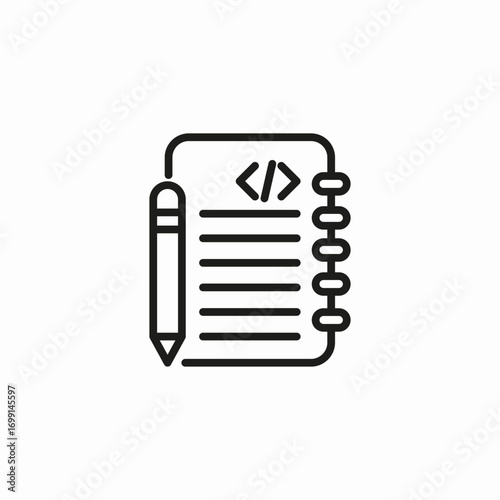 coding notepad document icon sign vector