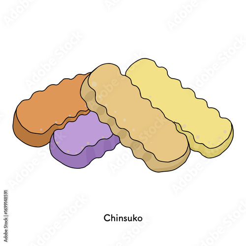 沖縄＿ちんすこうの線画のイラスト