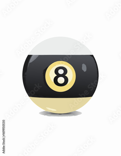 Close-up of a black billiard ball numbered 8 from a pool table game, a classic symbol for billiards and bar sports