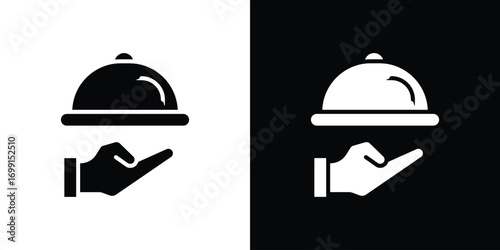 Hand holding tray icon symbol infographics website design, logo, app, UI