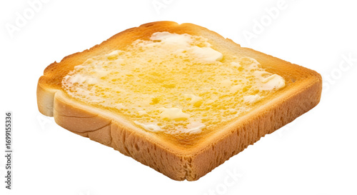 Buttered Toast Slice isolated on white background