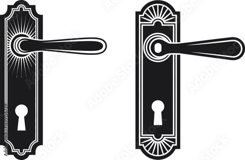 Vintage door handles with keyholes ornate decorative metal hardware
