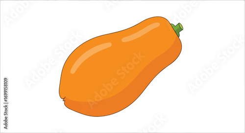 Vibrant papaya illustration showcasing bright colors and smooth gradients on a pure white backdrop for design or educational purposes