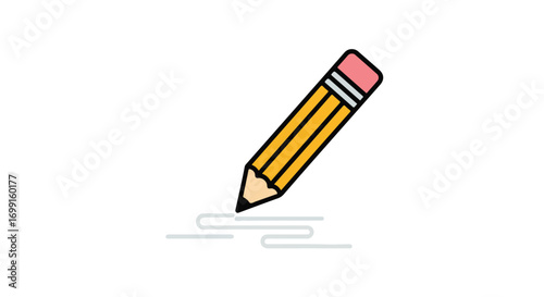 Simple Yellow Pencil Drawing Lines on White Background Creates Minimalist Composition