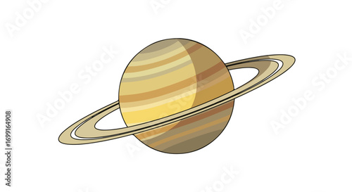 Captivating cartoon rendering showcases saturn planet with its prominent ring system detailed and simplified design ideal for educational materials