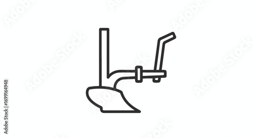 Agricultural Tool Icon: A Simple Line Drawing of a Plough Representing Farming and Agriculture Concepts for Land Cultivation
