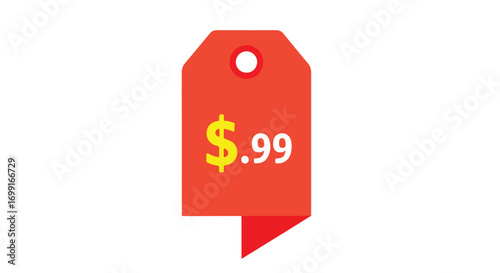 Eye-Catching Price Tag Vector Graphic Displaying an Affordable Discount of $0.99 for Budget-Conscious Shoppers
