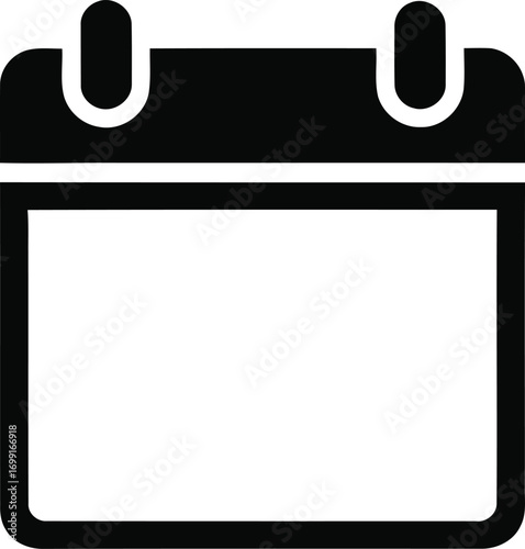 Black and white calendar icon with blank page.