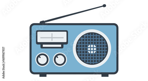 Vintage-inspired radio illustration evoking nostalgia and retro design with a minimalist aesthetic radio broadcasting device receiver system