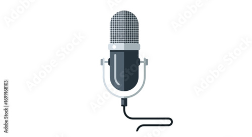 Retro microphone graphic ideal for podcasts voiceovers audio recording communication shows