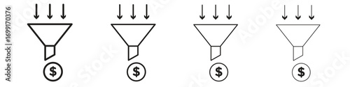Sales funnel icon line design. thin line vector icon set.