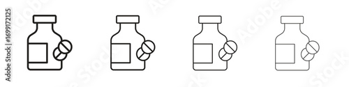 Pill bottle icon line design. thin line vector icon set.