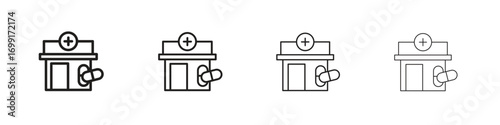 Pharmacy icon line design. thin line vector icon set.