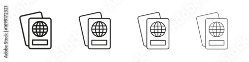 Passport icon line design. thin line vector icon set.