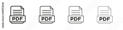 PDF file icon line design. thin line vector icon set.