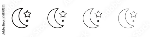 Moon icon line design. thin line vector icon set.