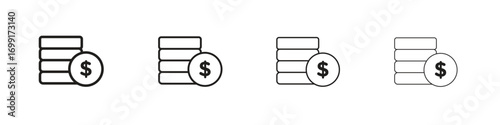 Money coin icon line design. thin line vector icon set.