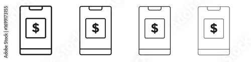 Mobile banking icon line design. thin line vector icon set.