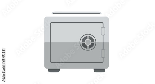 Secure financial depository icon, protecting assets with robust metal casing in storage vault concept represented through graphic illustration