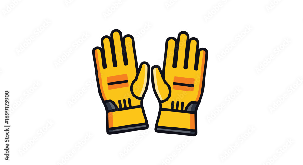 Obraz premium Illustration of Protective Work Gloves in Bright Yellow Color and Dark Gray accents Depicting Safety Gear Essential for various tasks and industries
