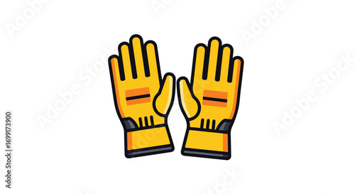 Illustration of Protective Work Gloves in Bright Yellow Color and Dark Gray accents Depicting Safety Gear Essential for various tasks and industries