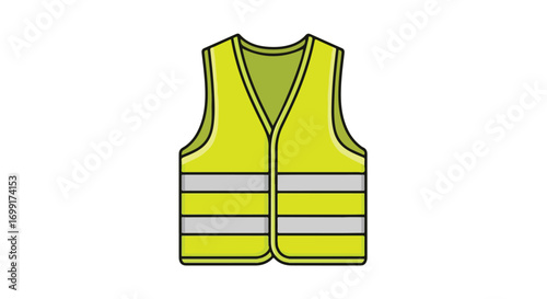 High Visibility Safety Vest Depiction for Personal Protection Equipment Illustration for Roadside Assistance and Workplace Safety