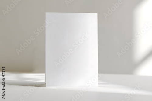 Wallpaper Mural Blank vertical white paper card with a fine ribbed texture standing upright for mockup. Torontodigital.ca