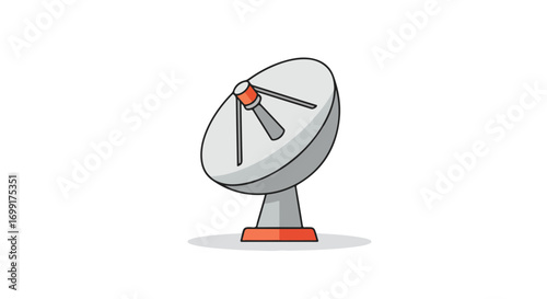 Cartoon satellite dish icon, modern technology illustration for broadcast and telecommunications design vector, digital signal receiving device